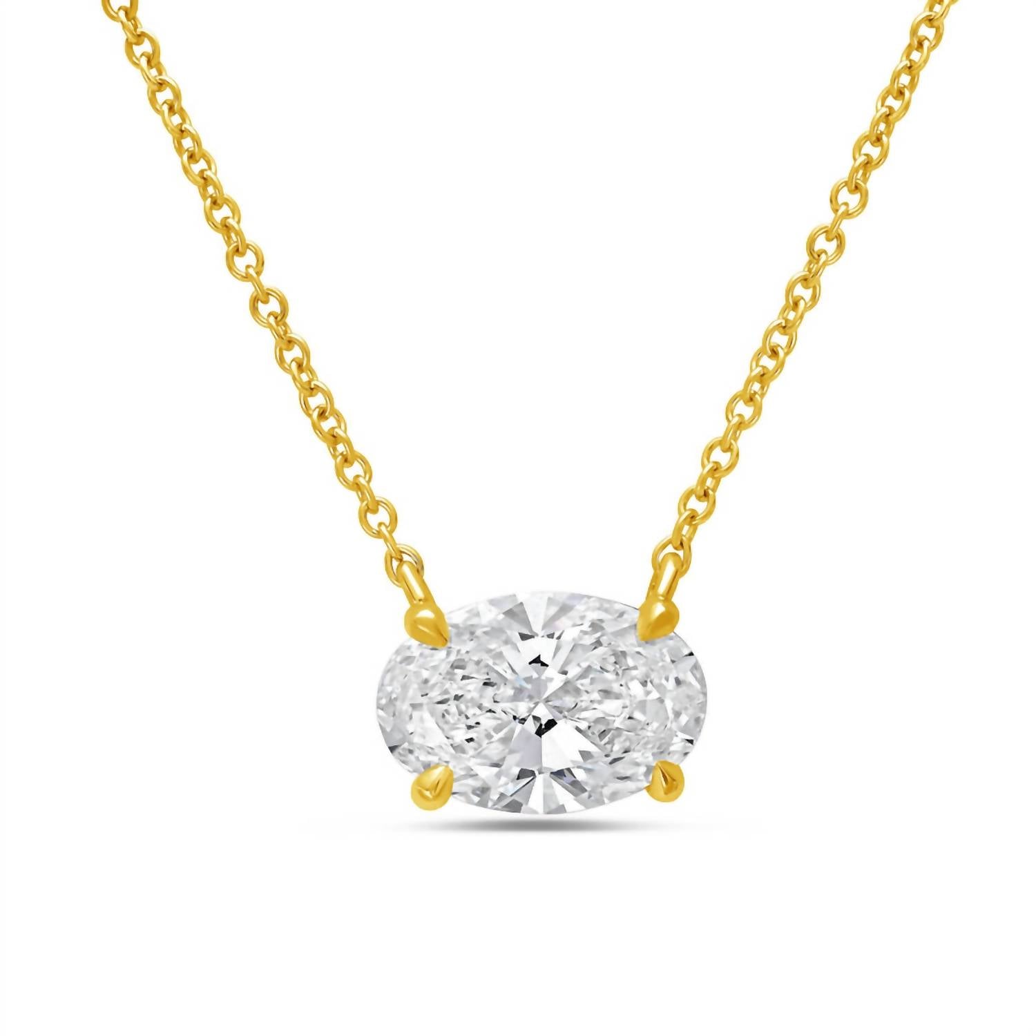 Diana M Jewels - Women's Oval Shape East West Diamond Pendant (10.00 Ct) - Bold