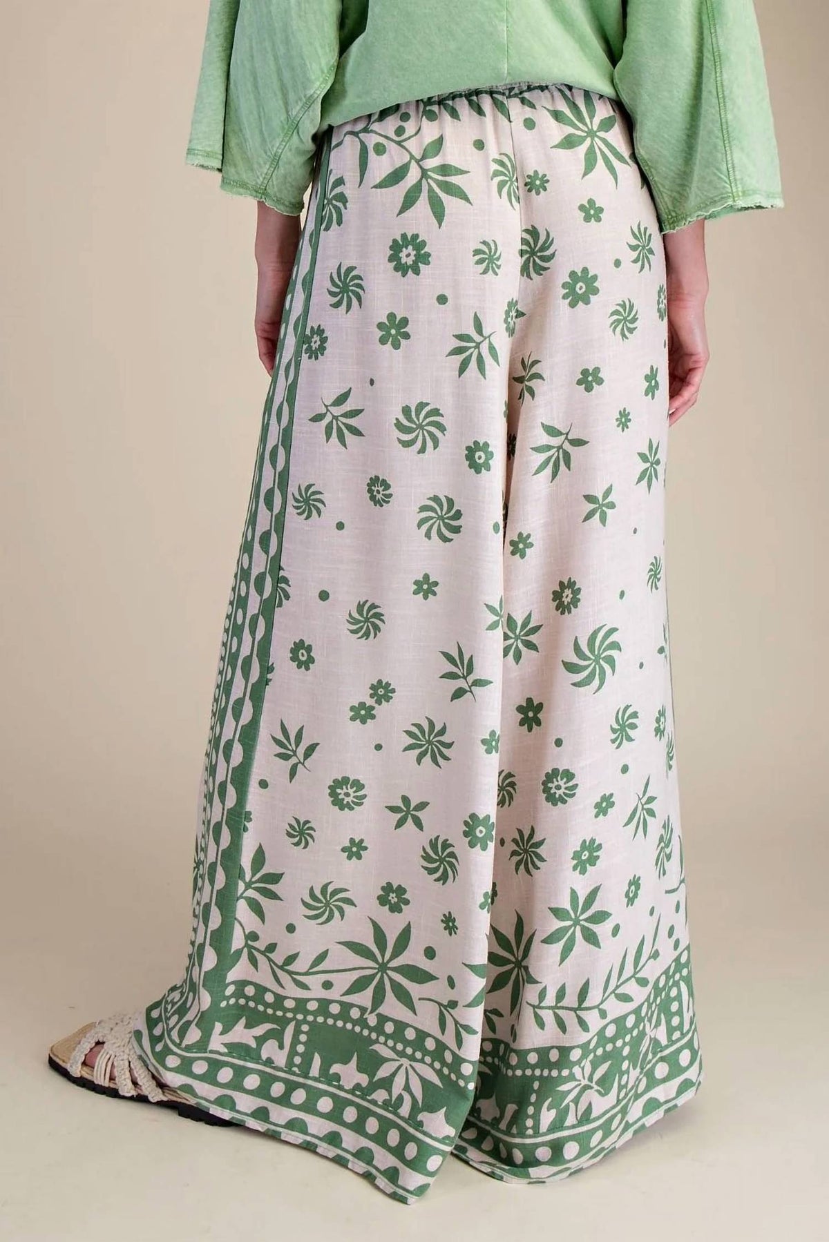Easel - Rayon Linen Wide Leg Pants - Plus