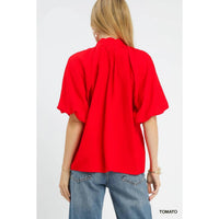Style USA Embroidered Boho Top in tomato - women's blouse - detail view