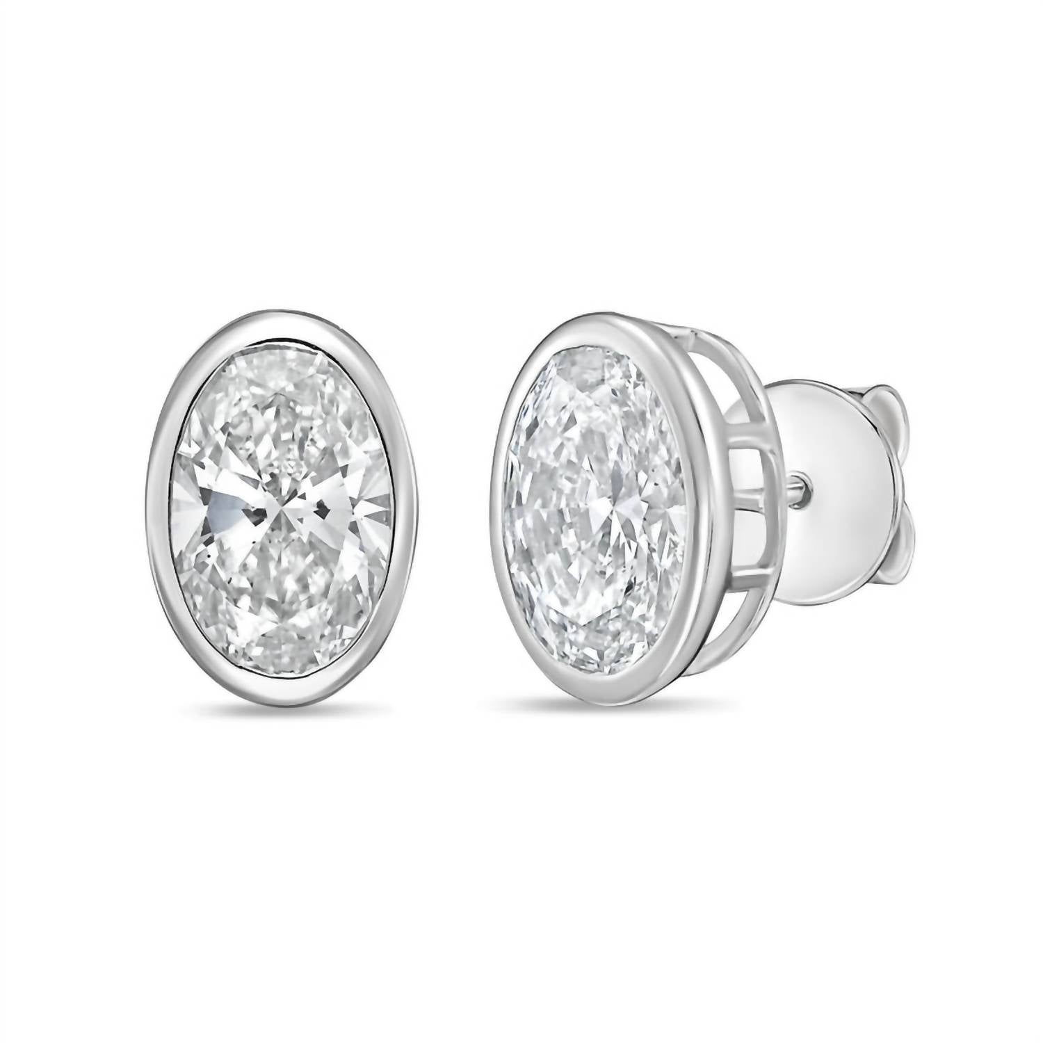 Diana M Jewels - Women's Oval Lab-grown Diamond Stud Earrings (1.50 Tcw) - Petite