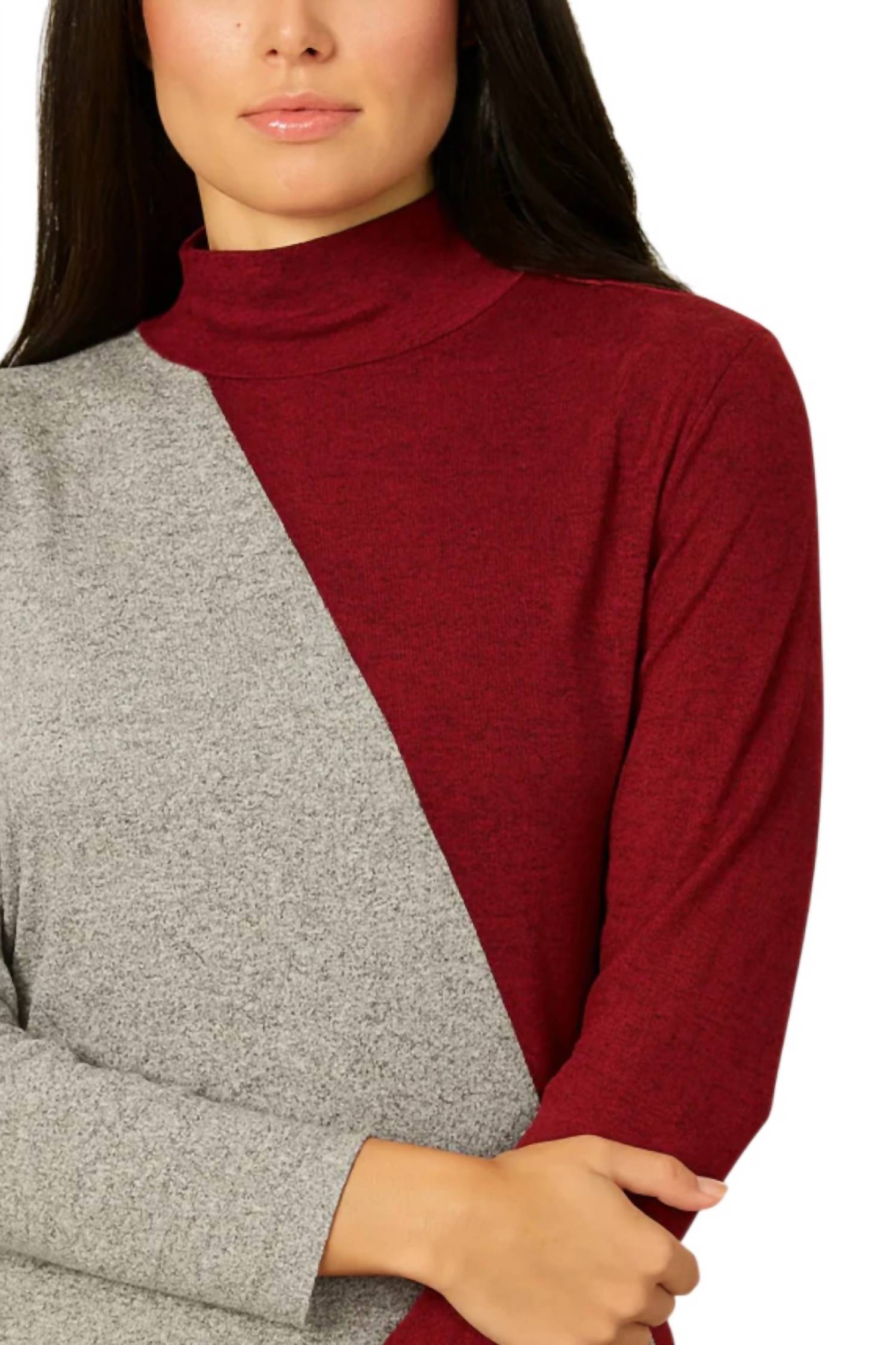 French Kyss - Color Block Turtleneck Sweater