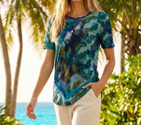 Karen Kane - Short Sleeve Burnout Shirttail Top