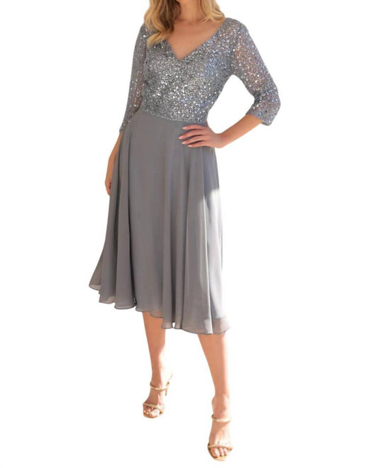 Nox Anabel - Sequin Bodice Short 3/4 Sleeve Dress