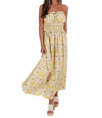 In February Lemon Blossom Tube Midi Dress in lemonade - women's dress - alternate view