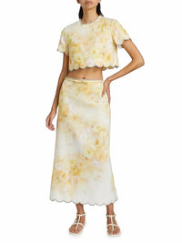 Zimmermann - Crush Scalloped Midi Skirt