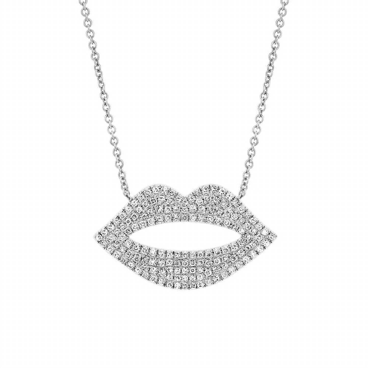 Diana M Jewels - 0.19 Cts Diamond Pave Lips Pendant