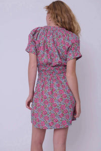LOVE THE LABEL Noah Mini Dress in millie francesca liberty print - women's dress - detail view