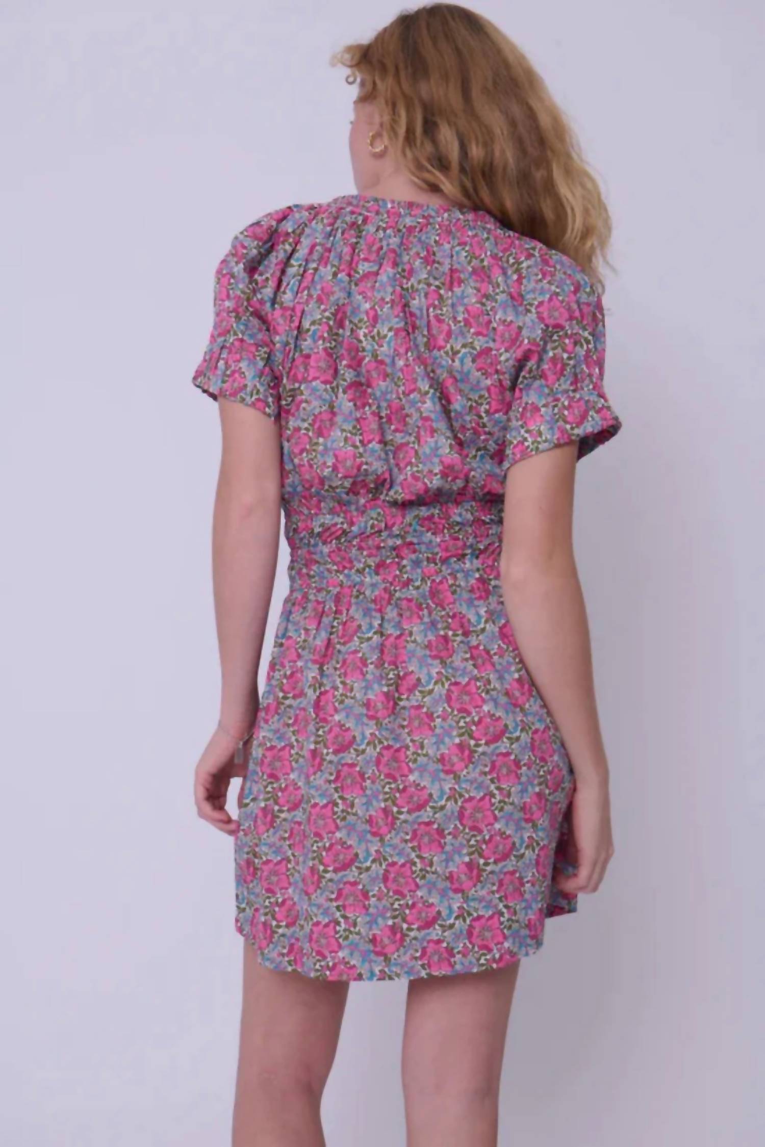 LOVE THE LABEL Noah Mini Dress in millie francesca liberty print - women's dress - detail view