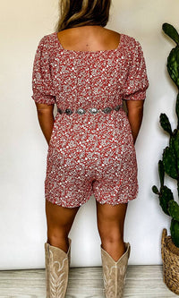 Hailey & Co The Austin Romper in red - women's pants - detail view