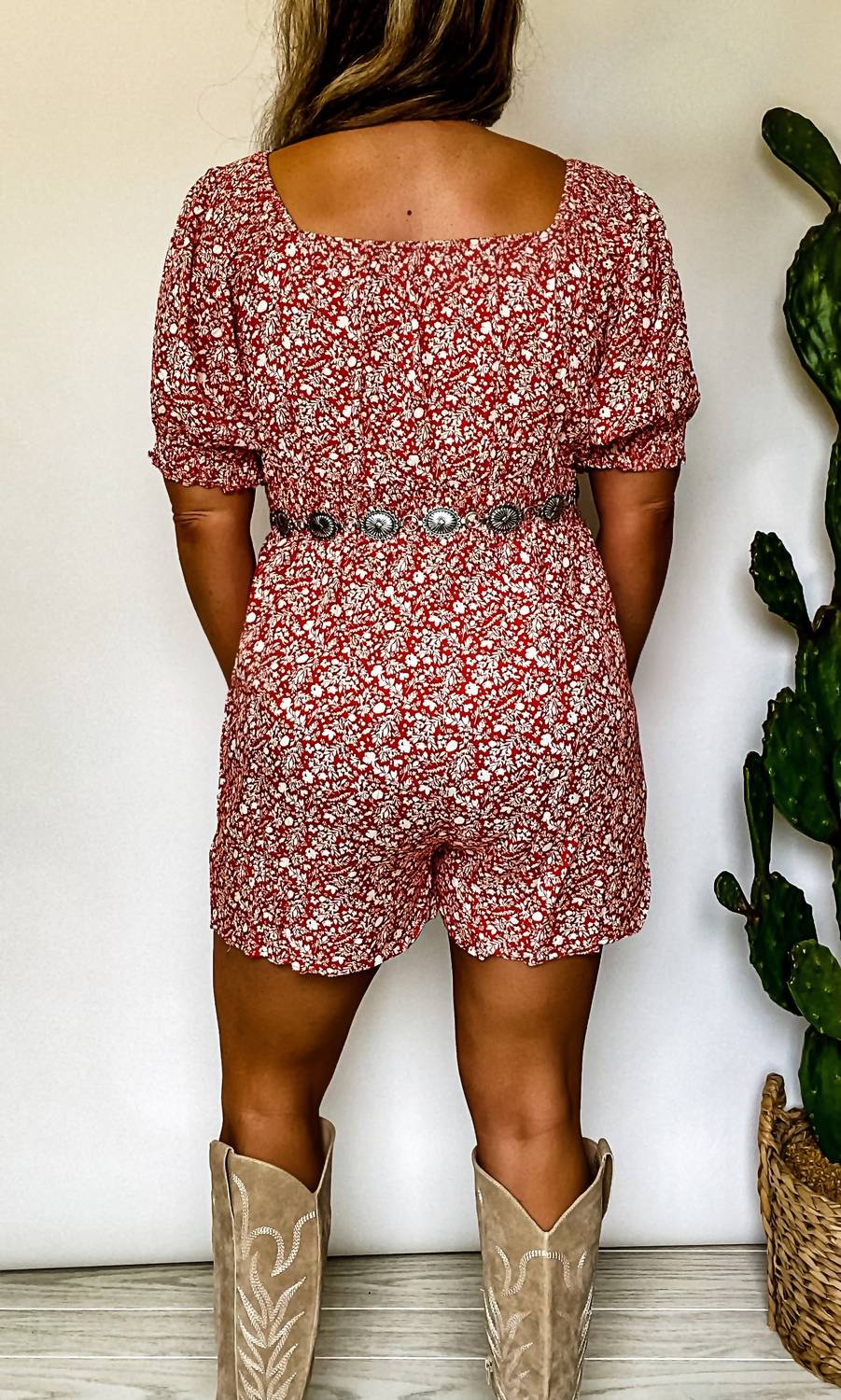 Hailey & Co The Austin Romper in red - women's pants - detail view