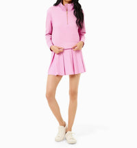 ADDISON BAY Polished Double Knit Everyother Day Quarter Zip Sweatshirt in orchid gingham - women's top