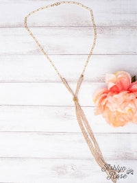 Southern Grace - Women's Crystal Tassel Paperclip Chain Necklace