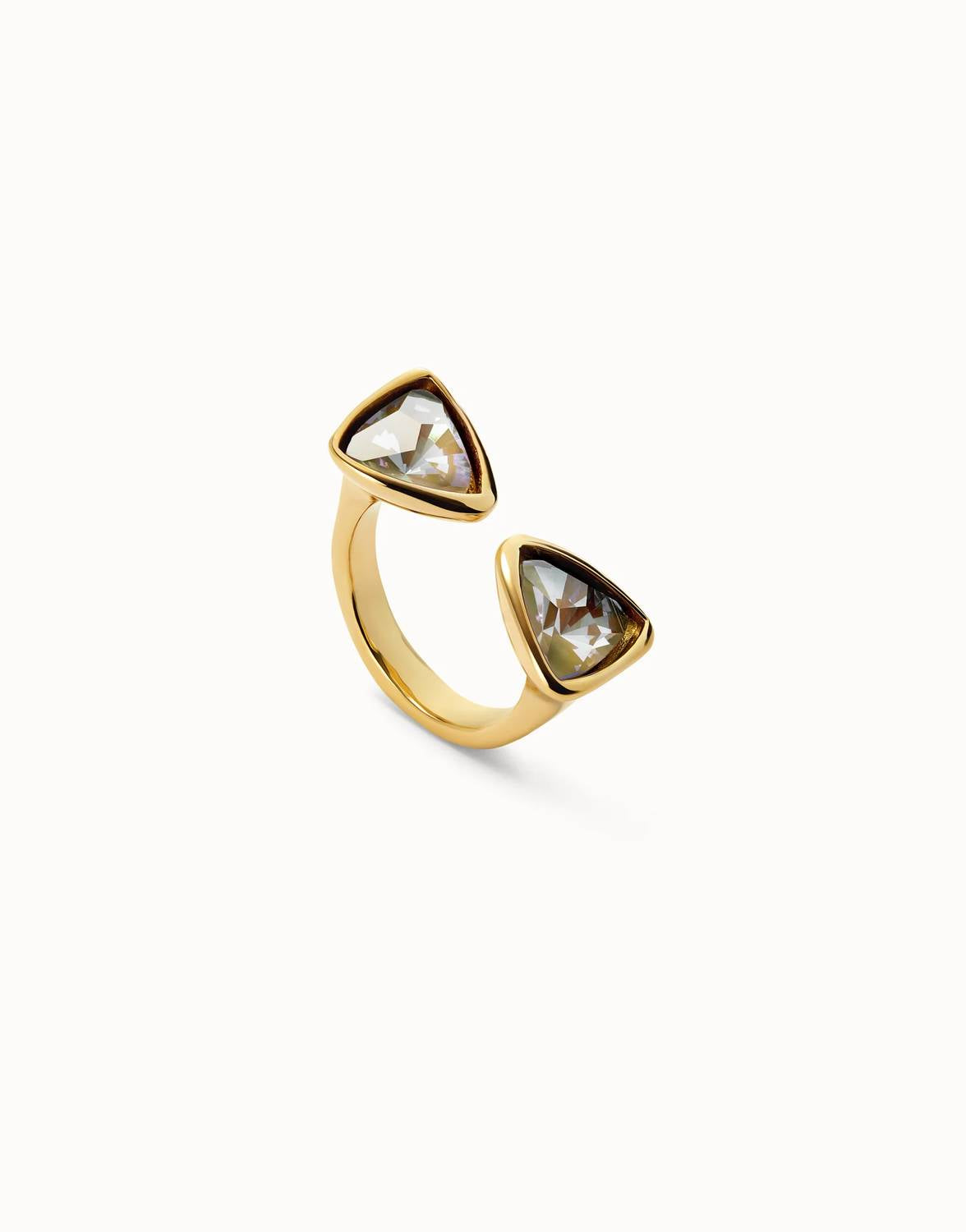 Unode50 - Women's Triangular Ring With Two Crystals