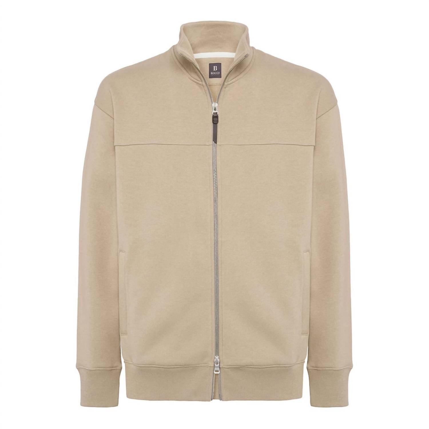 Boggi Milano - Soft Cotton Full Zip Mock-neck Jacket