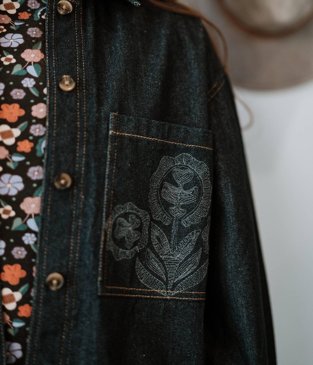 Antik Batik Eglantine Embroidered Jacket in indigo denim - women's jacket - view 4
