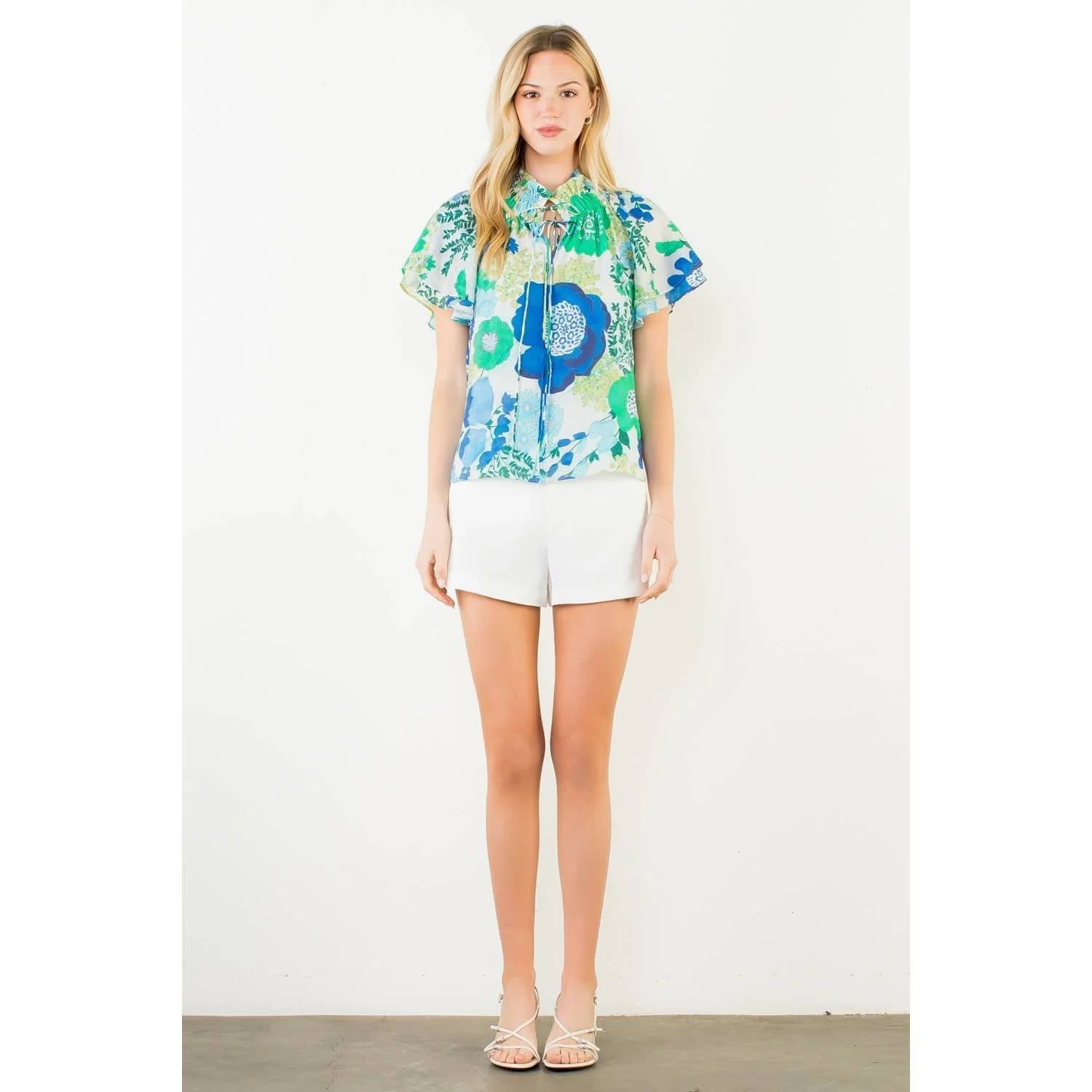 Thml - Floral Print Top With Tie Detail