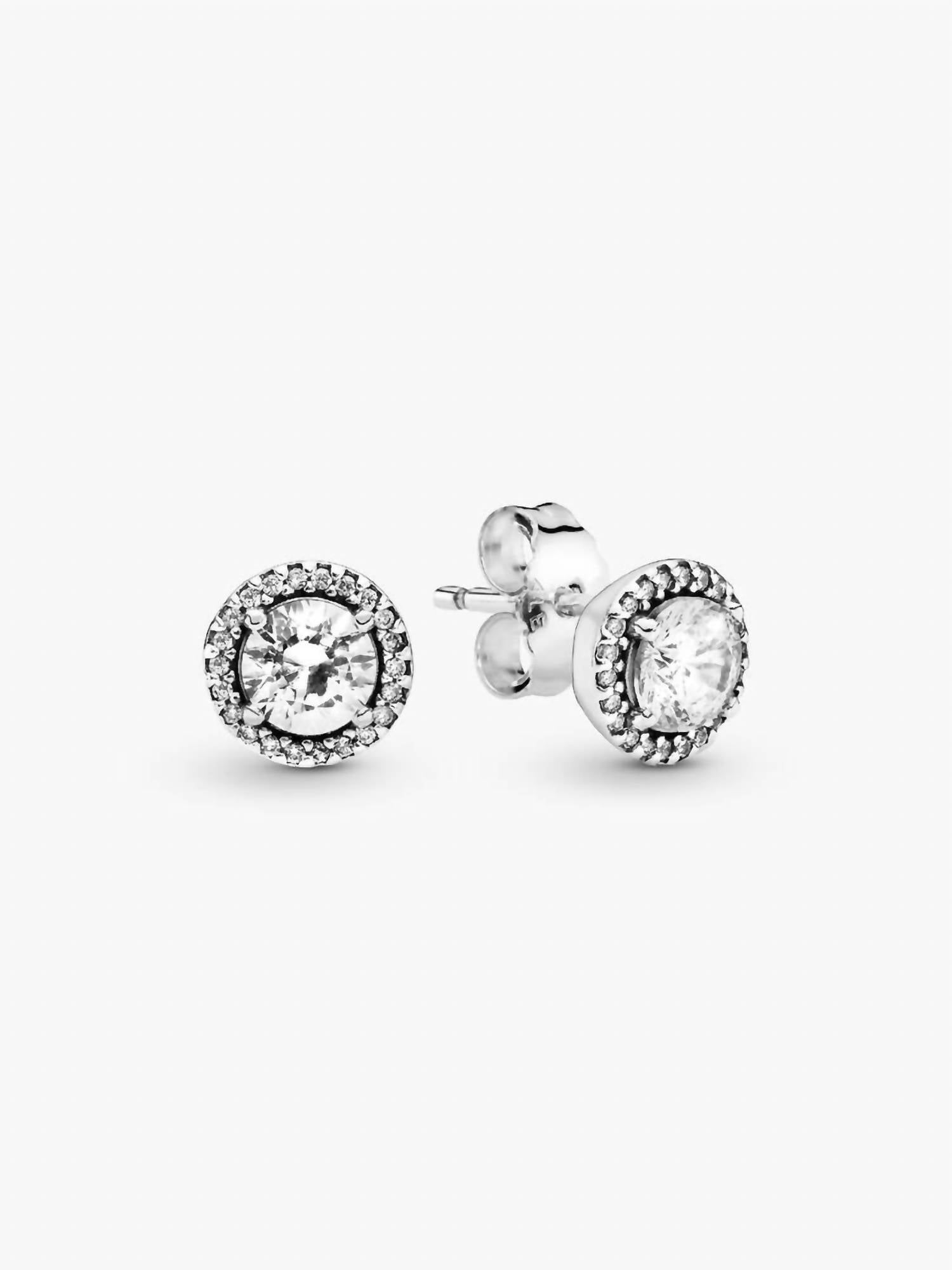 Pandora Women's Round Sparkle Stud Earrings in silver - women's jewelry