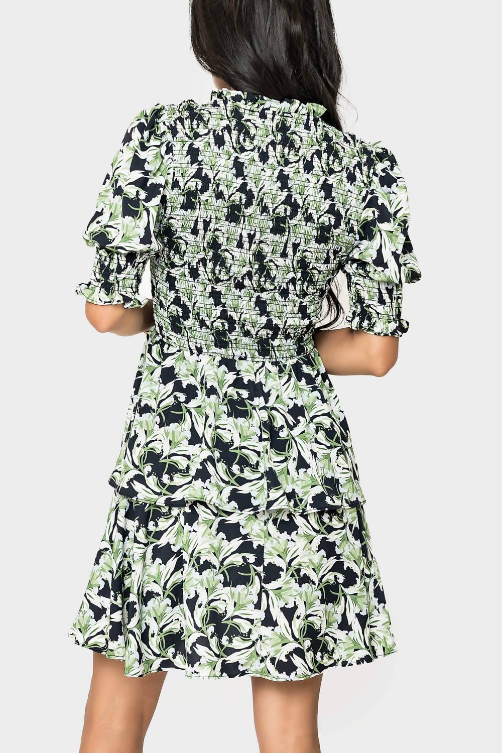 En Saison Istella Mini Dress in black moss - women's dress - alternate view