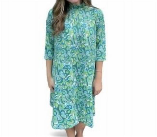 Erma’S Closet - SWIRL PRINT MOC NECK DRESS