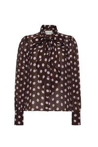 Cara Cara - Chili Polka Dot Linen-silk Shirt