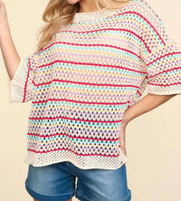 Haptics - Elbow Sleeve Sweater-knit Top