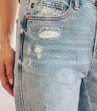 Judy Blue - High Rise Rigid Magic Destroyed Straight Jeans