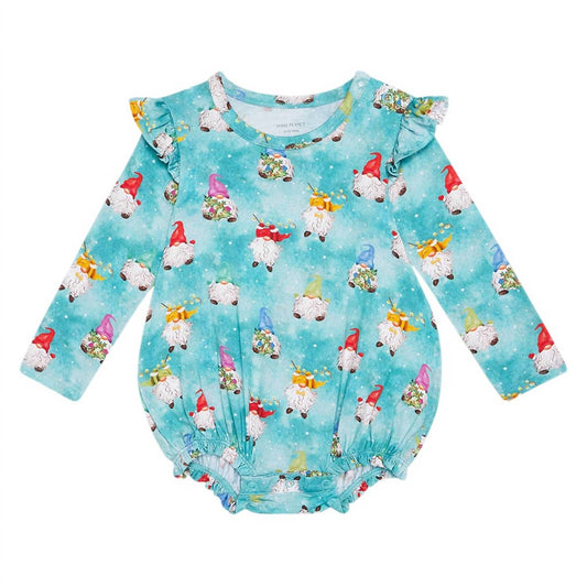 Posh Peanut - Girl's Long Sleeve Ruffled Bubble Romper