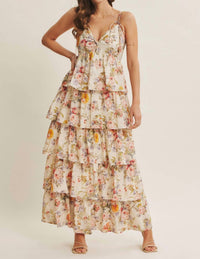In February - Women's Call For Romance Tiered Cotton Maxi Dress