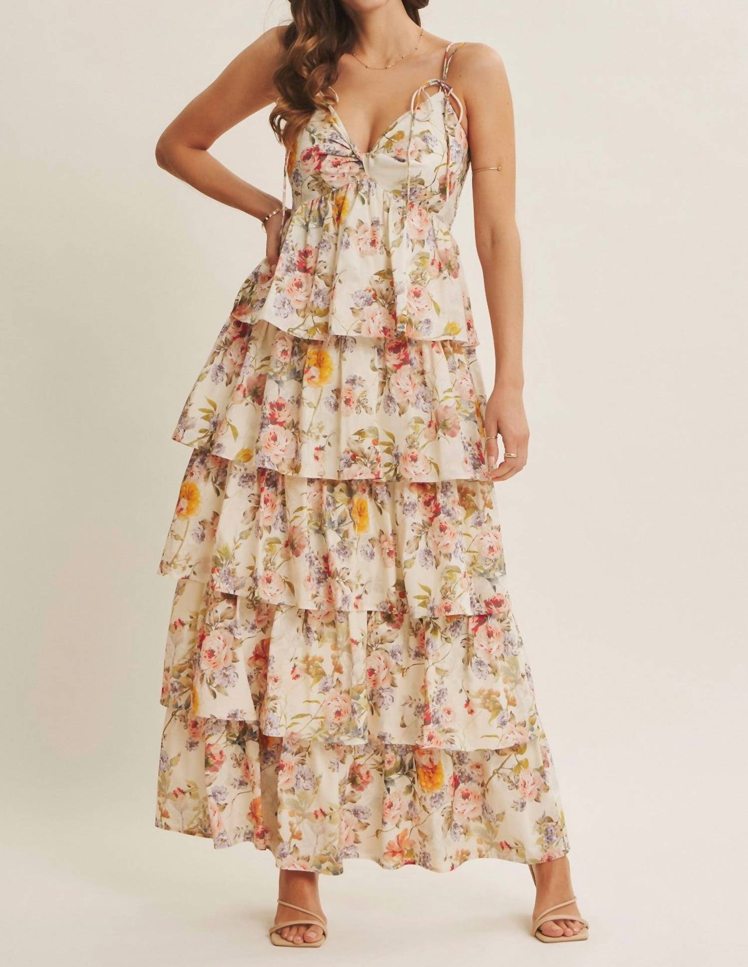 In February - Women's Call For Romance Tiered Cotton Maxi Dress