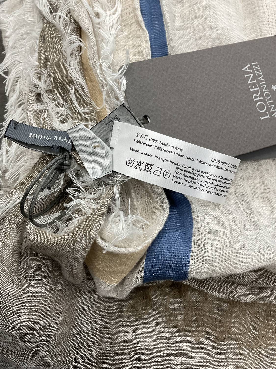 Lorena Antoniazzi - LINEN SCARF WITH STRIPES