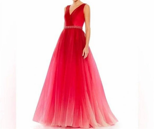 Mac Duggal - Beaded Belt Wrap Over Sleeveless Ballgown