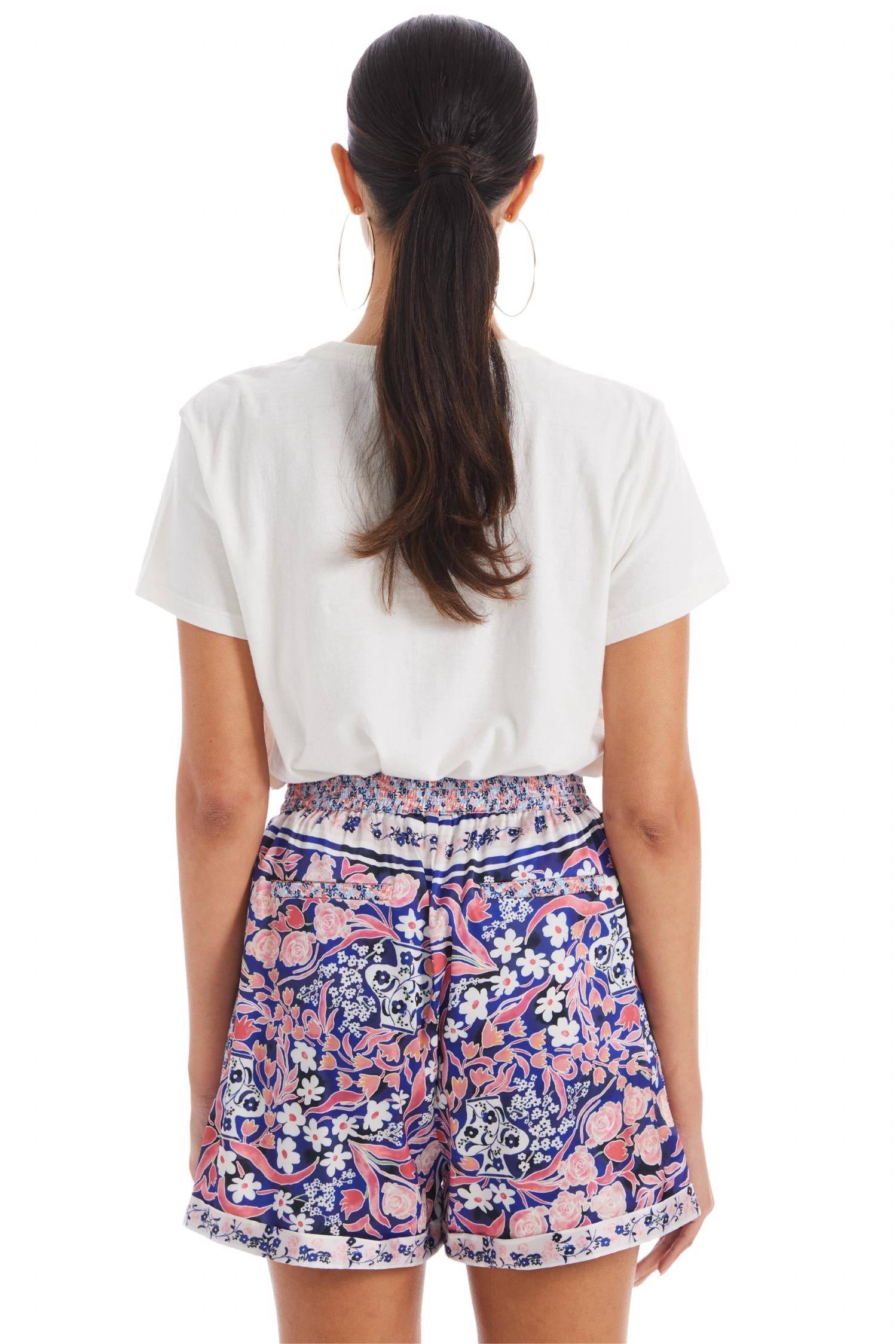 ALLISON NEW YORK Violet Printed Shorts in floral scarf - women's shorts - alternate view
