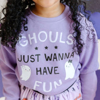 SWEET wink Ghouls Just Wanna Have Fun Halloween Sweatshirt in light purple - kids' shirt - detail view
