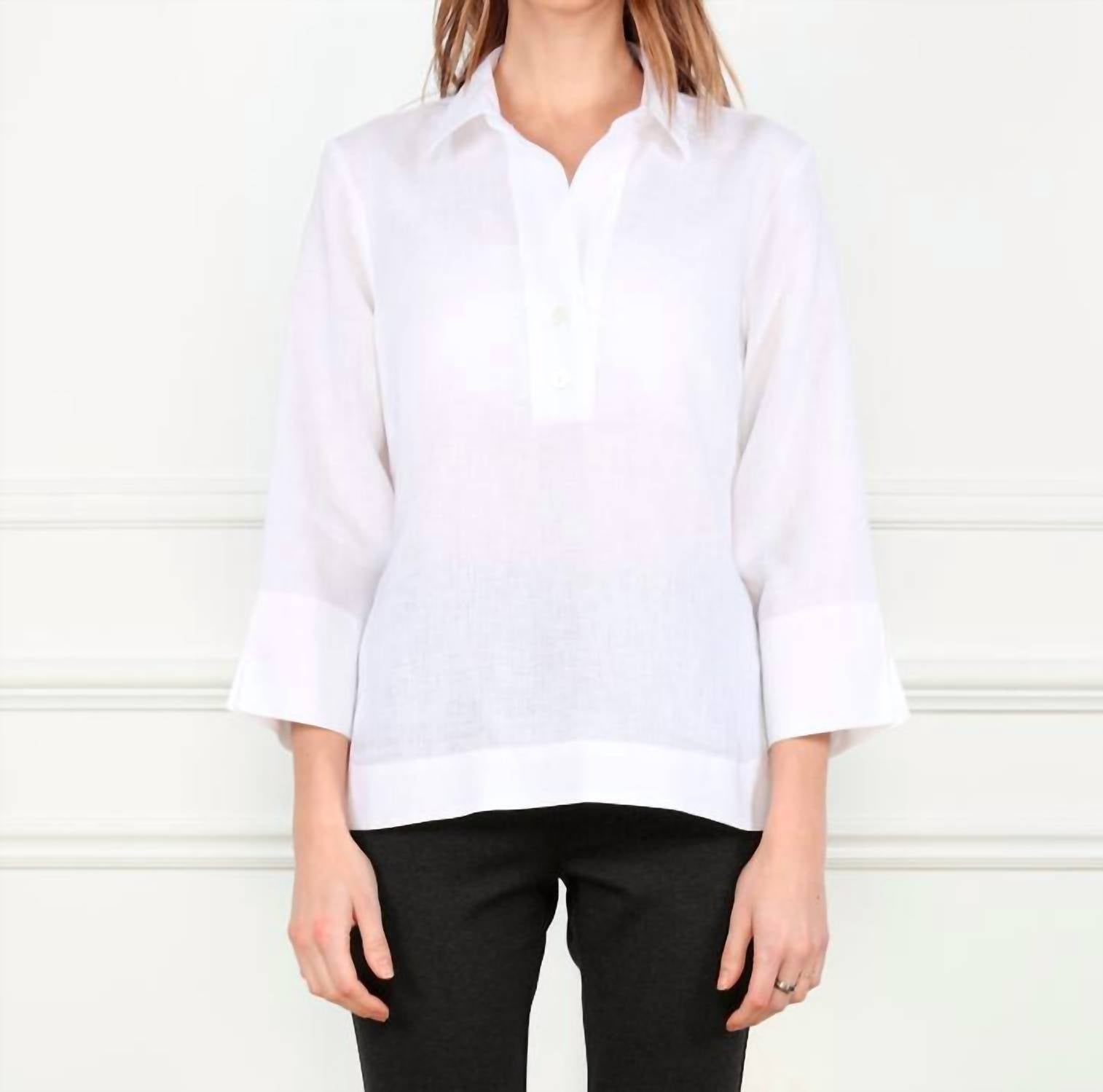 Hinson Wu - Aileen 3/4 Sleeve Luxe Linen Top