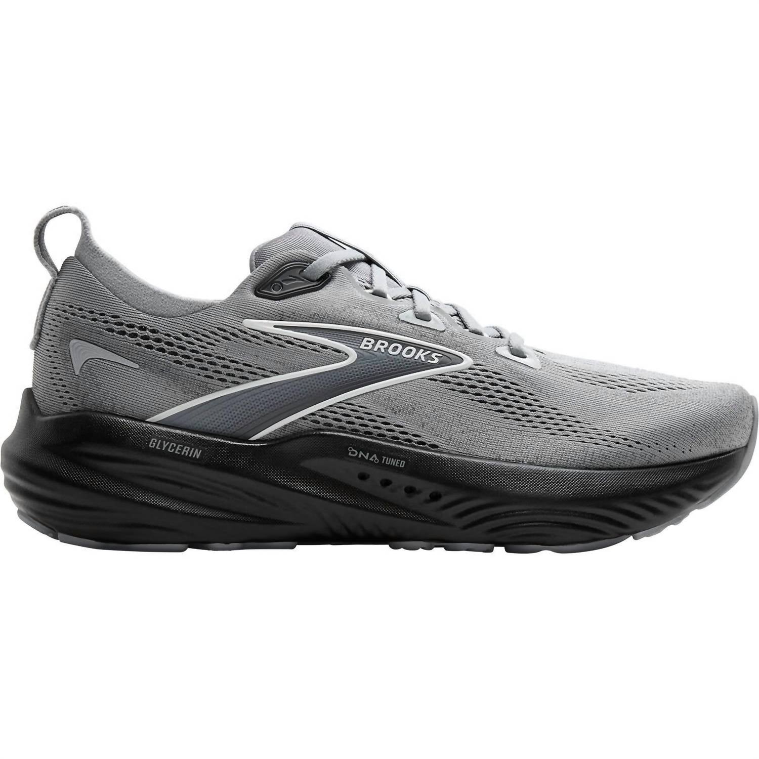 BROOKS Men's Glycerin Gts 22 Running Shoes in primer gray ebony bluewash 8 - men's shoe - detail view
