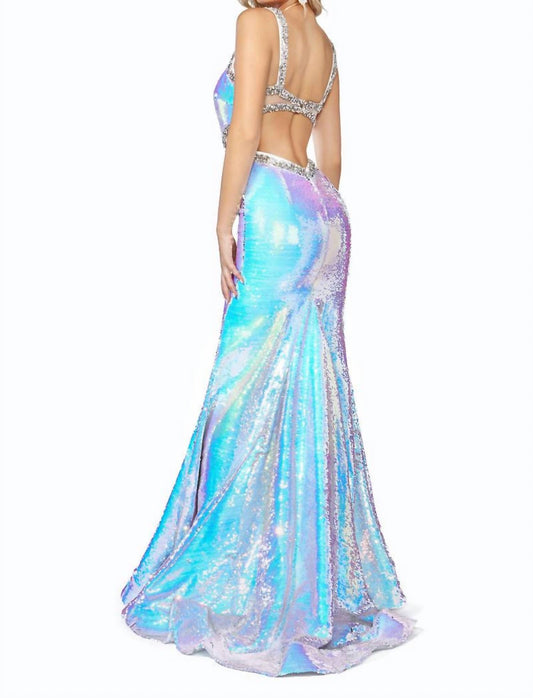 Cinderella Divine - Fitted Sexy Gown With Open Back And Flip Sequin Effect