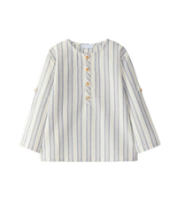 Laranjinha - Boy's Mandarin Collar Striped Shirt