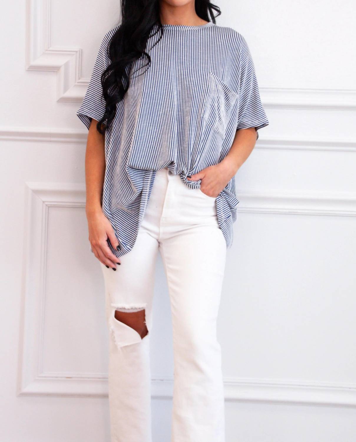 Zenana - Ellison Corded Rib Oversized Pocket Top