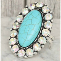 Sophia Collection Women's Concho Statement Adjustable Ring in turquoise - women's jewelry