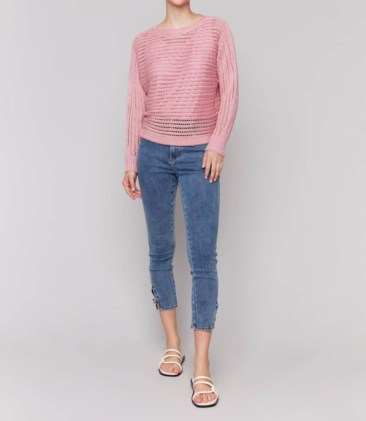 Charlie B - Metallic Fishnet Dolman Sweater
