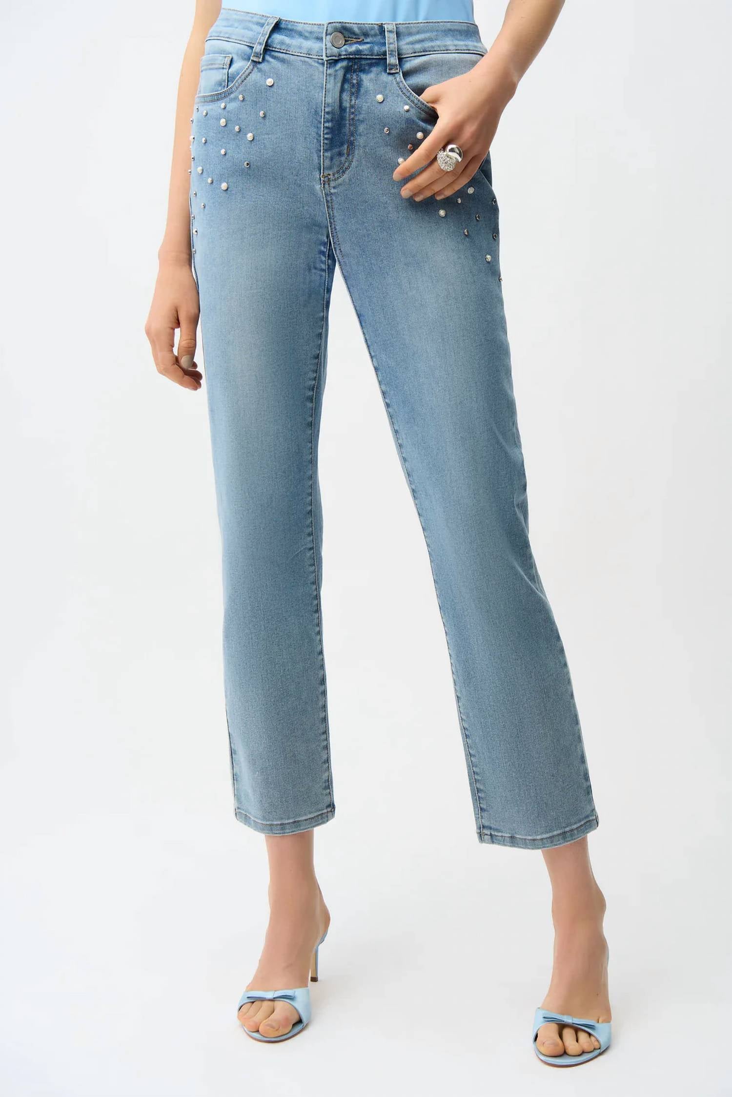 Joseph Ribkoff - Slim Leg Jeans with Pearls and Studs