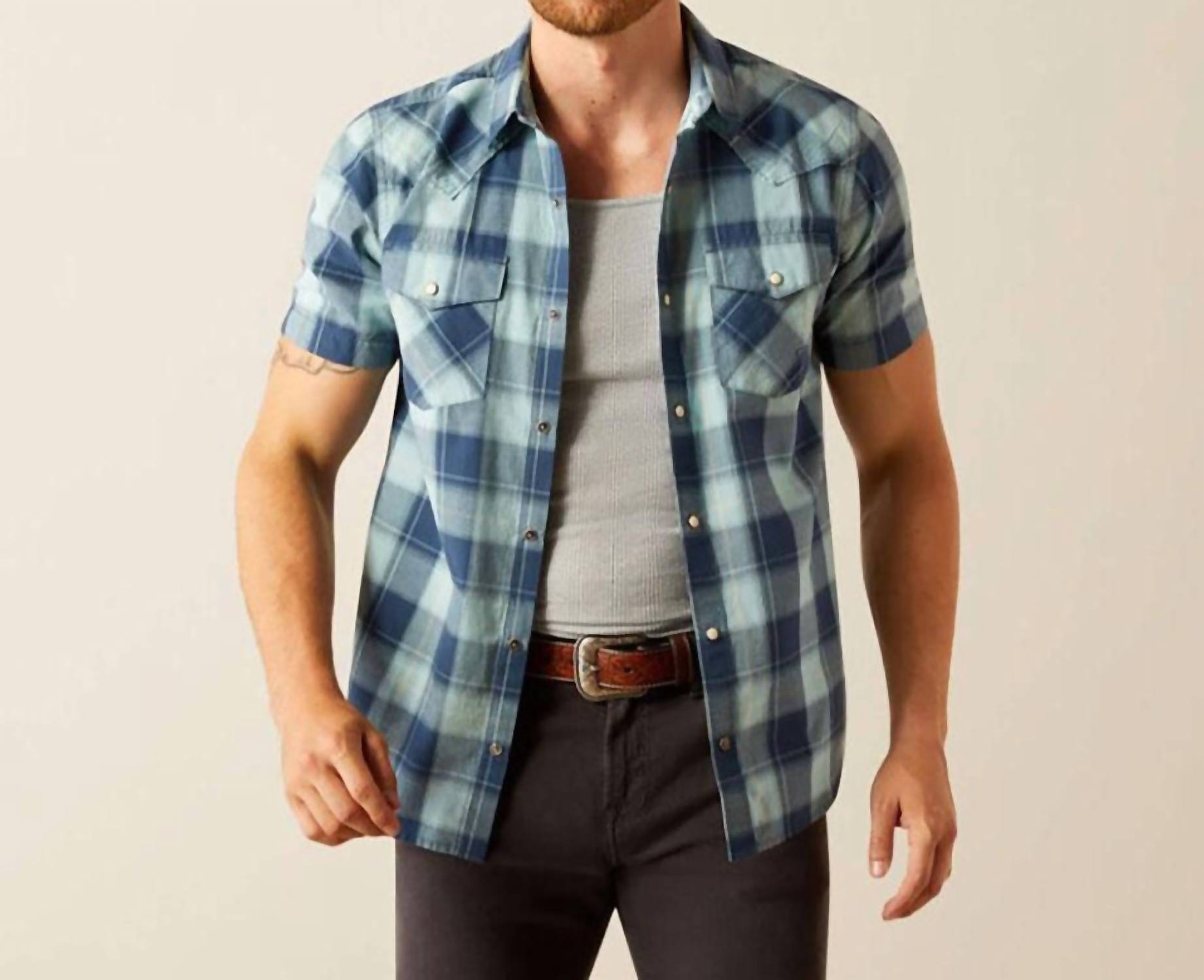ARIAT Men's Retro Shirt in medium blue - men's shirt