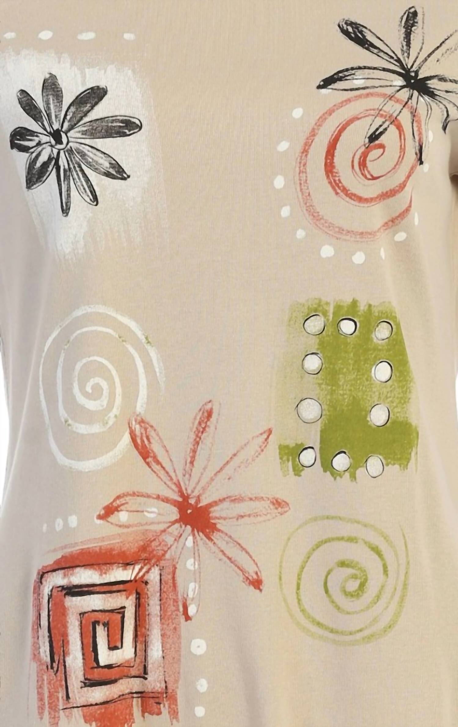 Jess & Jane - Women's Patchwork Printed Cotton Top - Plus
