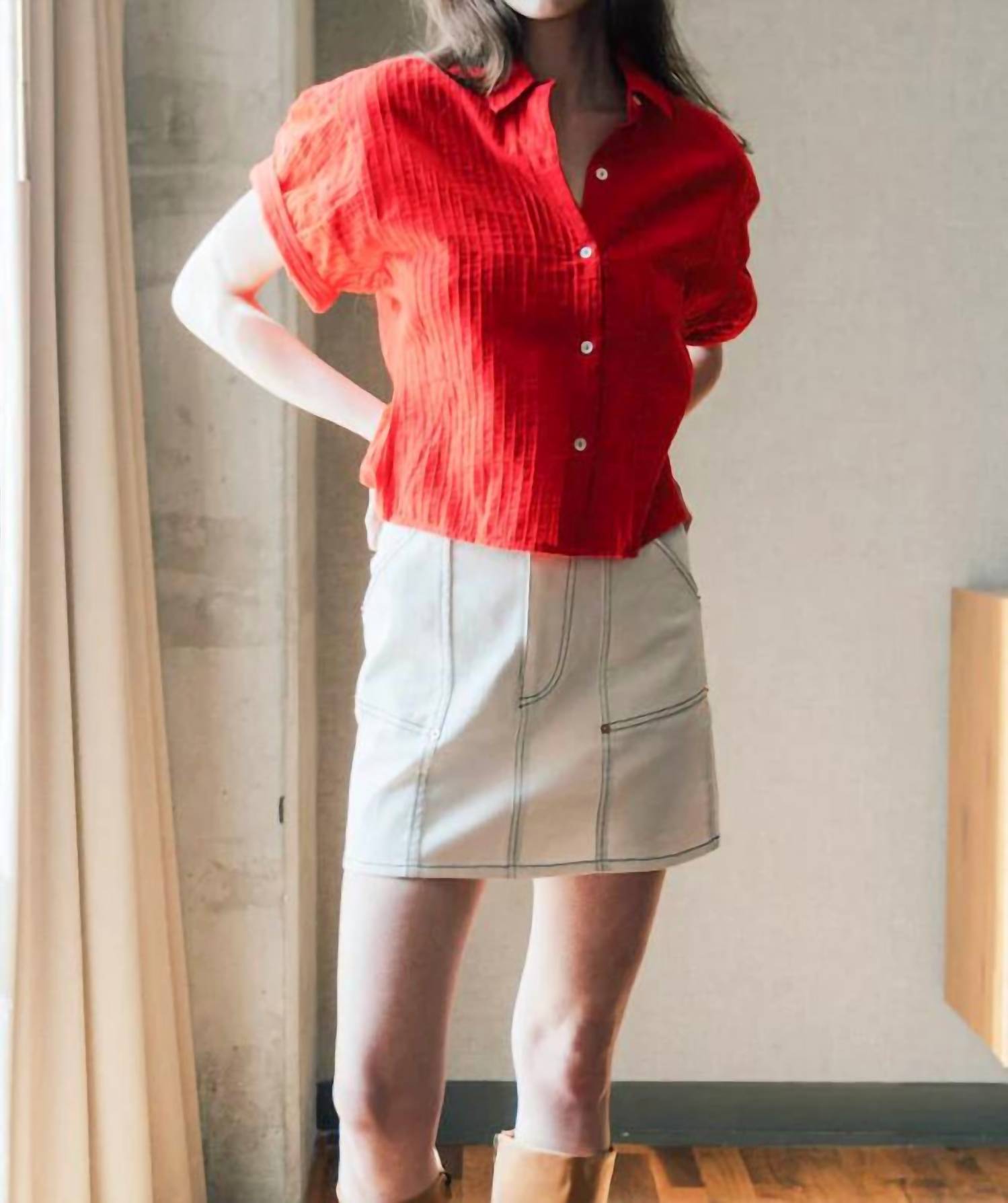 Never A Wallflower - Aster Short Sleeve Pintuck Top