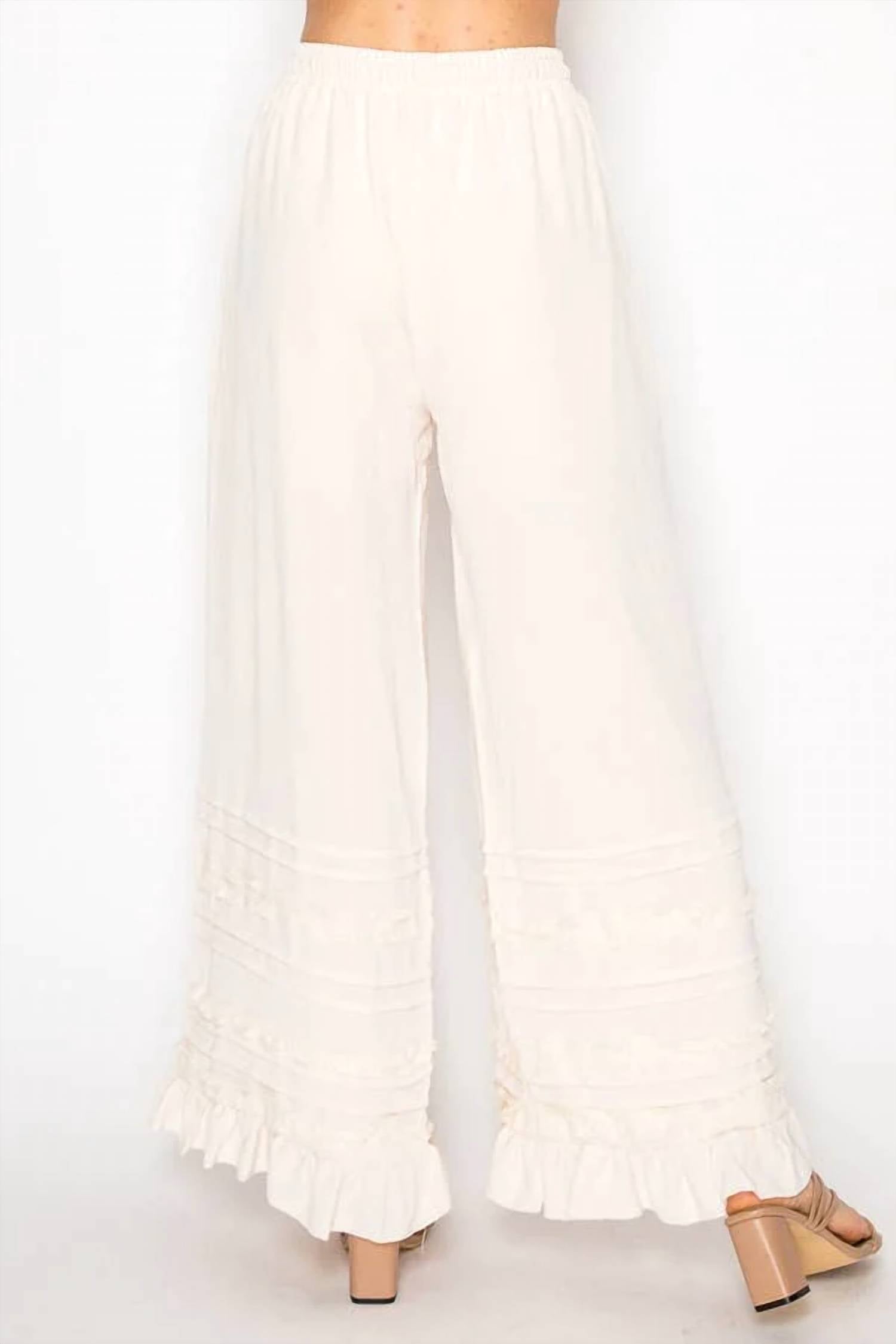 Origami - Lined Flowy Pants With Ruffle Details