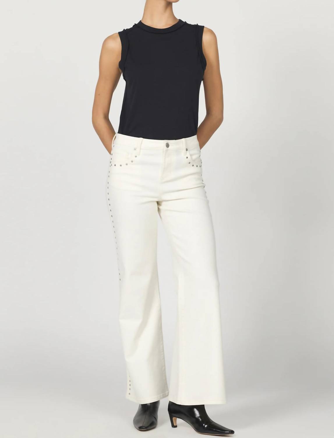 Dear John Denim - Micah Studded Mid Rise Wide Leg Jean
