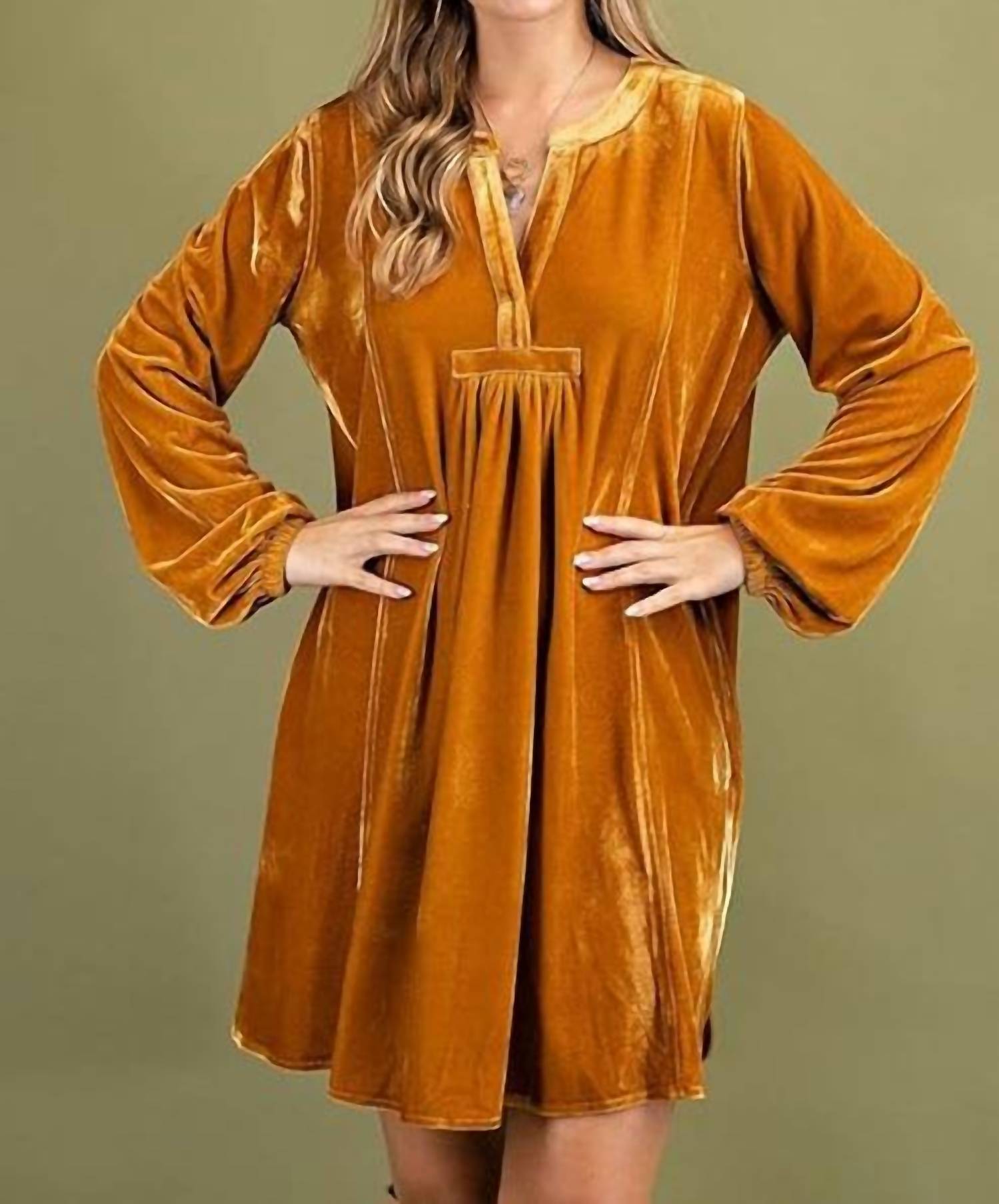 Easel - Rush Of Velvet Tunic Mini Dress