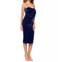 Betsy & Adam - Women's Velvet Rosette Sheath Dress