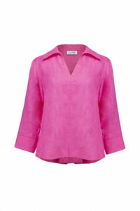 Joseph Ribkoff - Linen Boxy Top With Shirt Collar