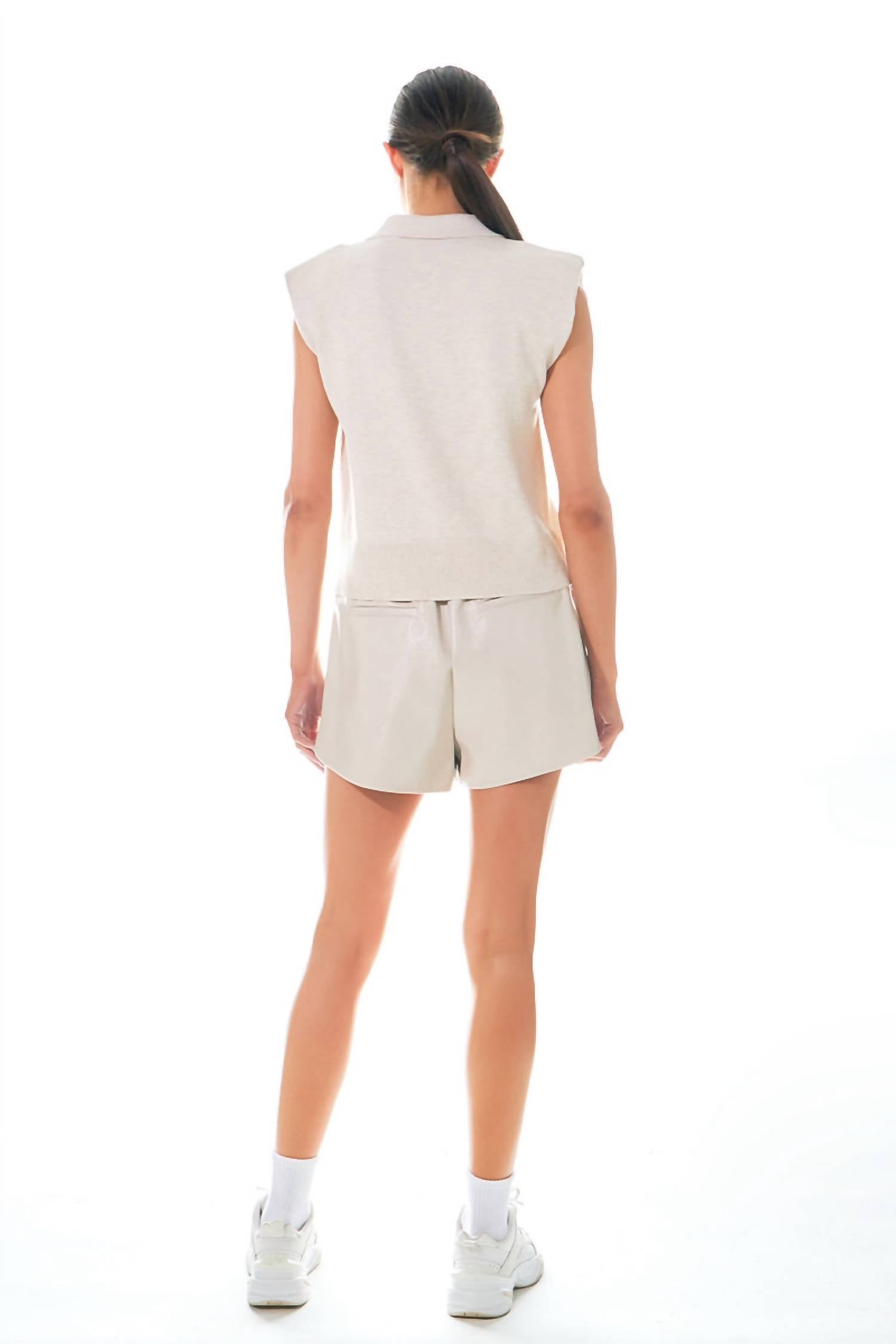 Grey Lab - High-waisted Faux Leather Shorts